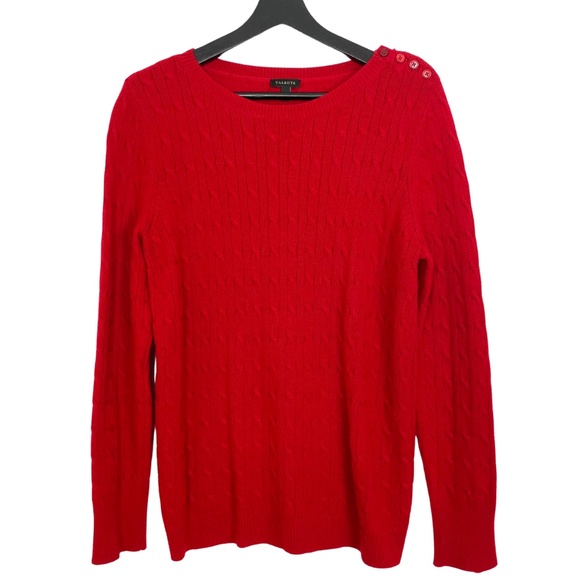 Talbots Sweaters - Talbots Lambswool Blend Cable Knit Red Holiday Sweater, Size L